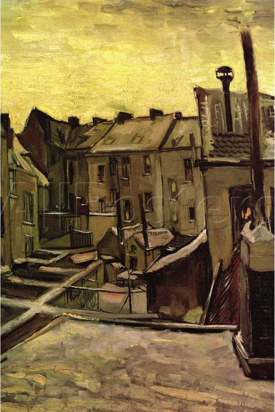 Backyards Of Old Houses In Antwerp In The Snow By Vincent Van Gogh